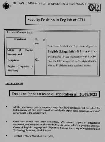 Lecturer - English (Linguistic & Literature)