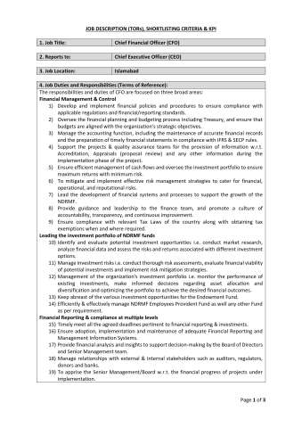 Chief Financial Officer (CFO) @ National Disaster Risk Management Fund (NDRMF)