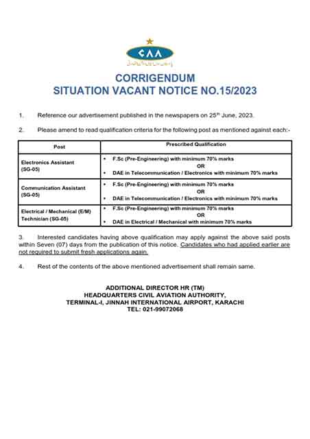 Communication Assistant (SG-05) @ Civil Aviation Authority (CAA)