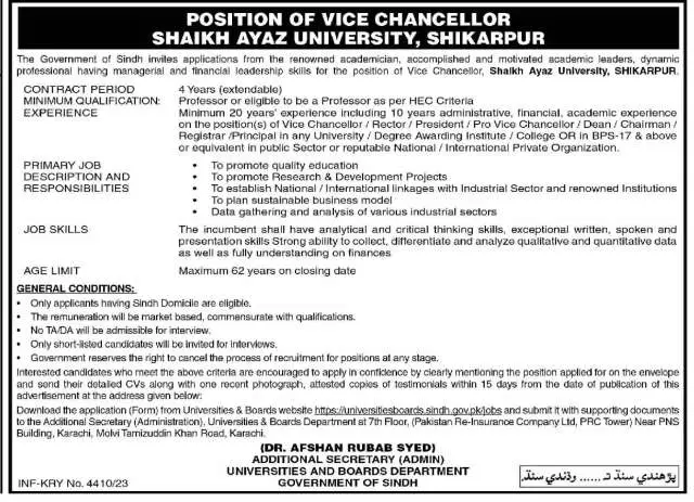 Position of Vice Chancellor