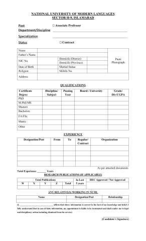 Associate Professor (Management Sciences) @ NUML Main Campus Islamabad