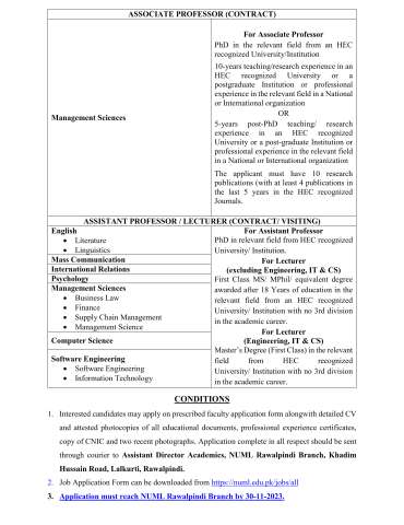 Professor (Mass Communication, International Relations, Software Engineering, Computer Science) @ NUML Rawalpindi Branch