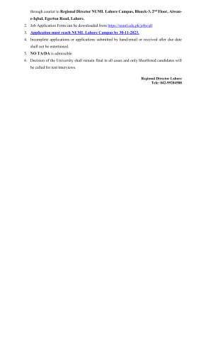 Senior Instructor / Instructor (Chinese) @ NUML University, Lahore Campus