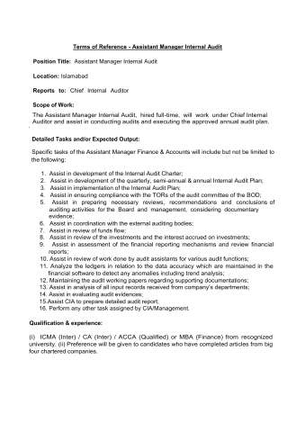 Assistant Manager – Internal Audit @ National Disaster Risk Management Fund (NDRMF)