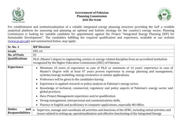 Senior Policy Analyst (PPS-10) @ Planning Commission (PC), Ministry of Planning Development & Special Initiatives