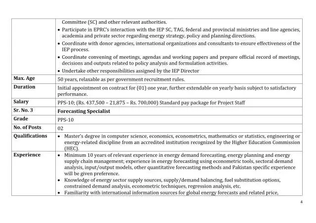 Senior Policy Analyst (PPS-10) @ Planning Commission (PC), Ministry of Planning Development & Special Initiatives