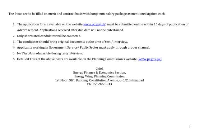 Senior Policy Analyst (PPS-10) @ Planning Commission (PC), Ministry of Planning Development & Special Initiatives