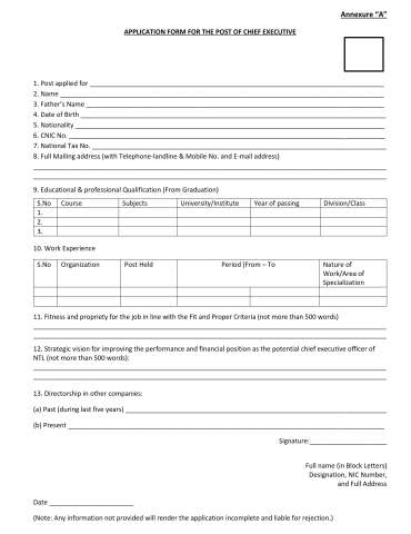 Chief Executive Officer NADRA Technologies Limited @ National Database and Registration Authority (NADRA)