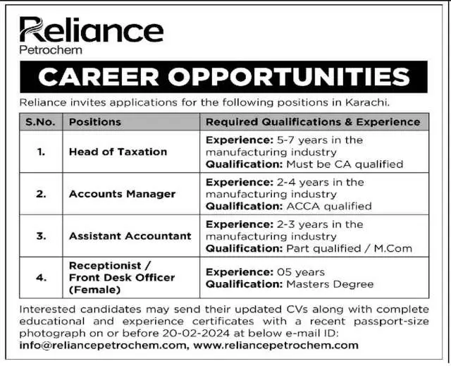 Receptionist / Front Dest Officer (Female)