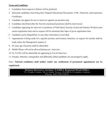 Dy. Assistant Director (Trainee) Evening Shift @ National Database and Registration Authority (NADRA)