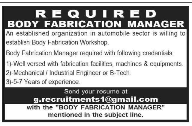Body Fabrication Manager