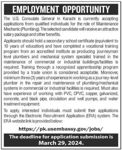 Maintenance Mechanic Plumbing