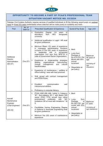 Aircraft Maintenance Engineer (Chief Engineer) (EG-05)