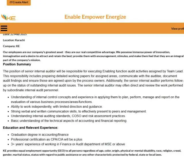 Senior Officer – Internal Audit