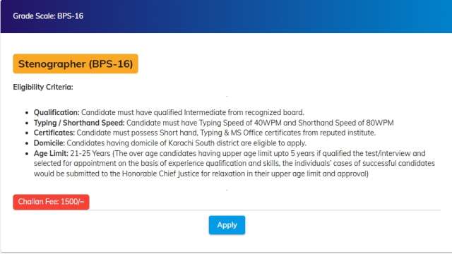 Stenographer (BPS-16)