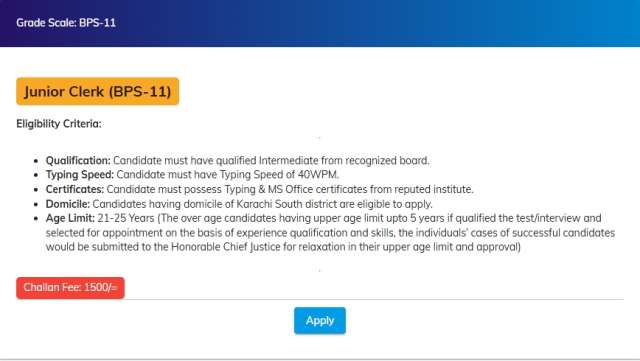 Junior Clerk (BPS-11)