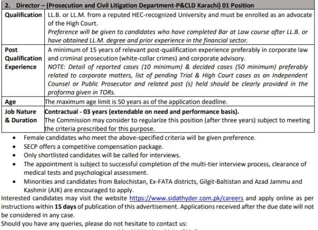 Director – (Prosecution and Civil Litigation Department-P&CLD Karachi)