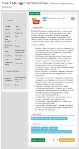 Senior Manager Communication