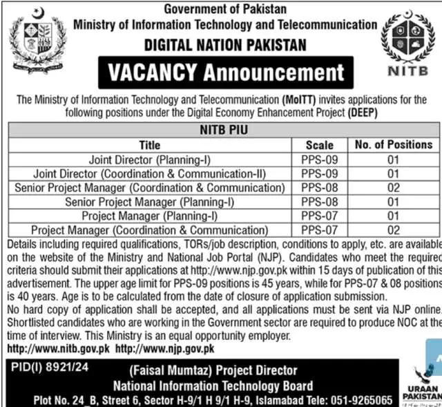 Project Manager (Planning-I) (PPS-07)