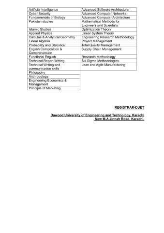 Visiting Faculty Positions in various Subjects / Disciplines @ Dawood University of Engineering and Technology, Karachi
