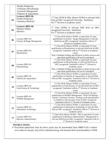 Lecturer (BPS-18) - Wildlife Management @ Shaheed Benazir Bhutto University of Veterinary and Animal Sciences, Sakrand