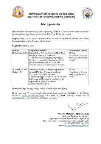 Job for Fresh PhD or PhD Enrolled
