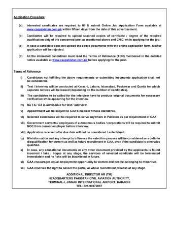 Assistant Director IT (PEL) (EG-01) @ Civil Aviation Authority (CAA)